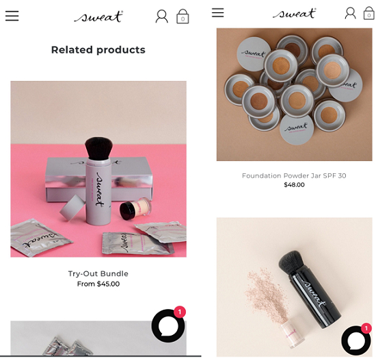 “Sweat cosmetics”官网页面