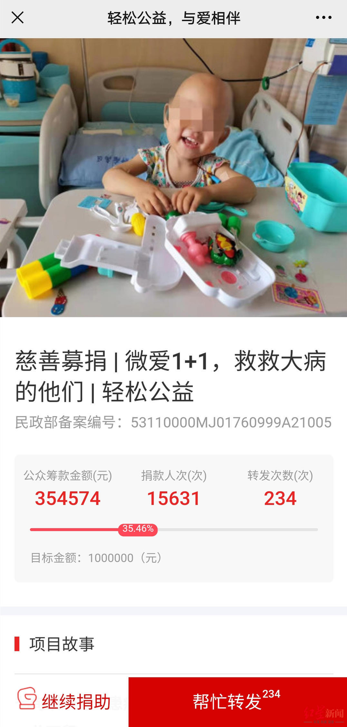 ▲目前相关筹款链接已筹得35余万元