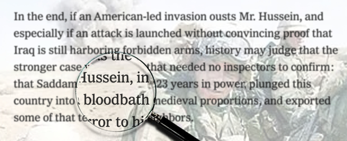 《纽约时报》的报道中，使用了“大屠杀”这样血腥的描述