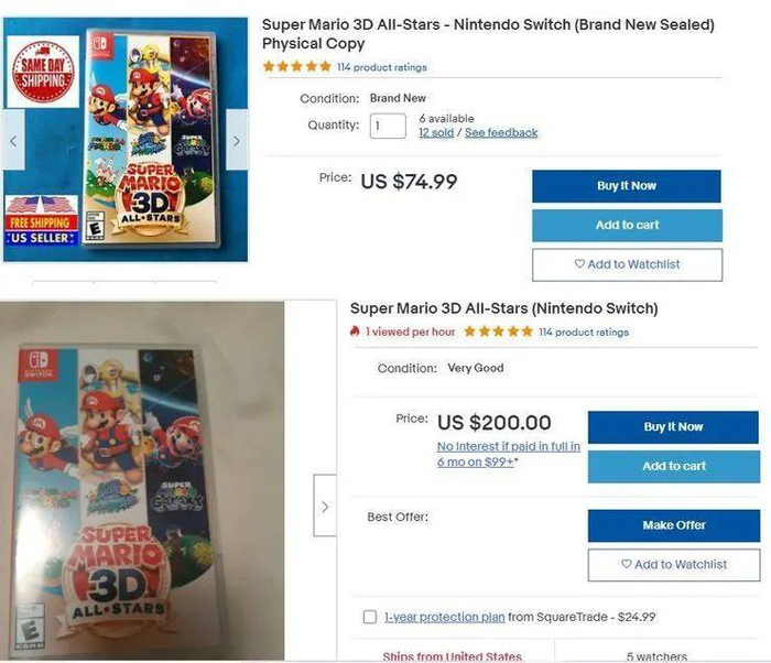 eBay上的卡带价格最近也翻了几番