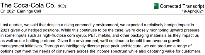 图片来源：可口可乐电话会议纪要截图