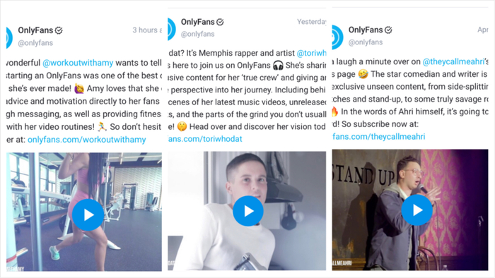 OnlyFans 上的健身视频、音乐MV和脱口秀