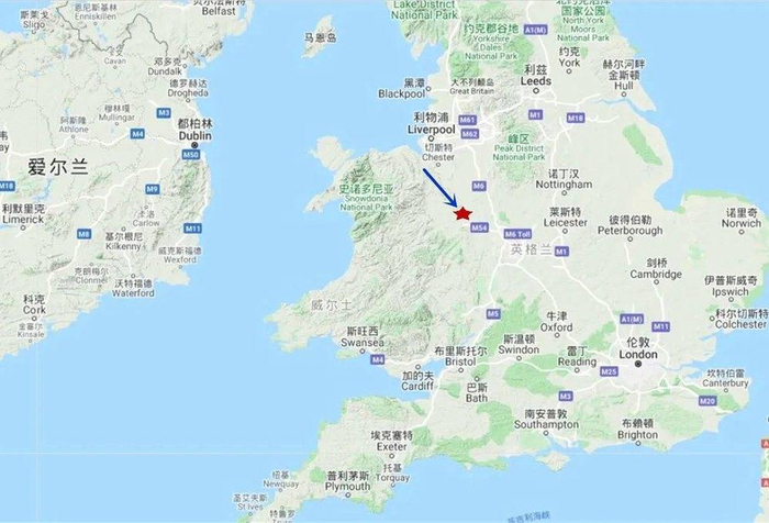 Rowton陨石降落地点图。图片来源/谷歌地图