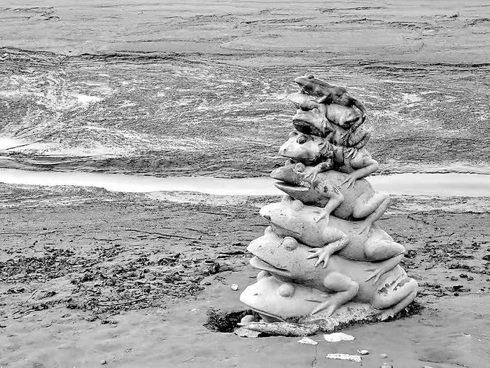  ▲ 旱情使得台湾省遭遇了严峻的缺水危机，除了逐渐萎缩的日月潭之外，农业、工业和生活用水也告急。日月潭内近日也已多处干涸见底，湖内用来测水位的“九蛙”已全部露出。