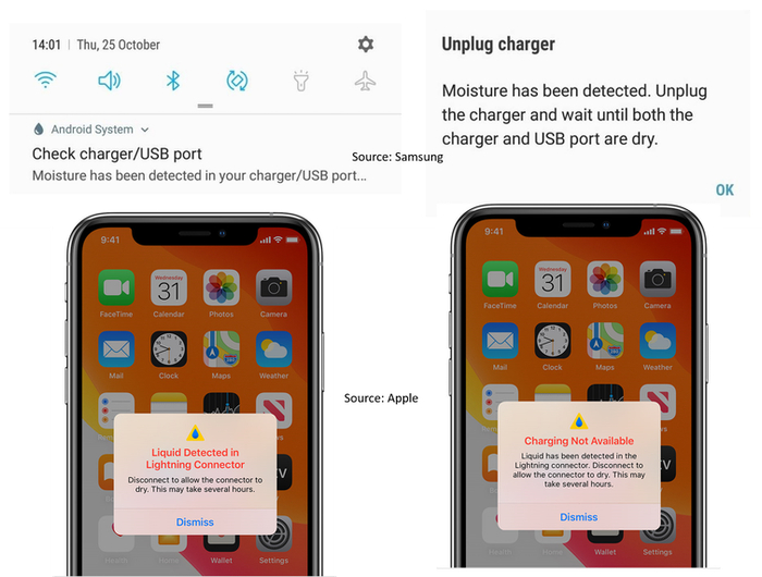 iPhone弹出的充电口浸水警视窗 | apple.com