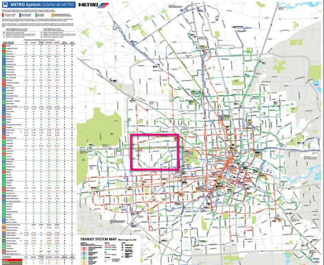休斯敦公交线路图，图源：https://www.ridemetro.org/