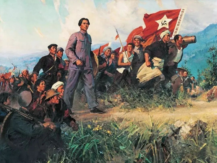 △图为 毛泽东率领的秋收起义部队来到井冈山