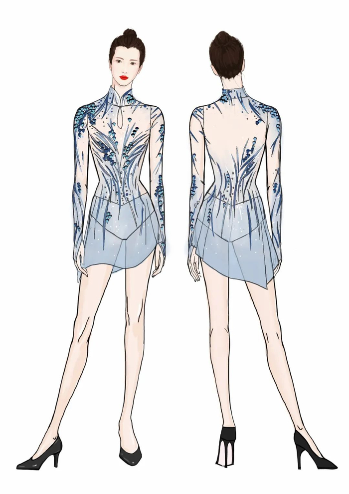 中国花滑选手陈虹伊战服设计图。刘莉团队供图