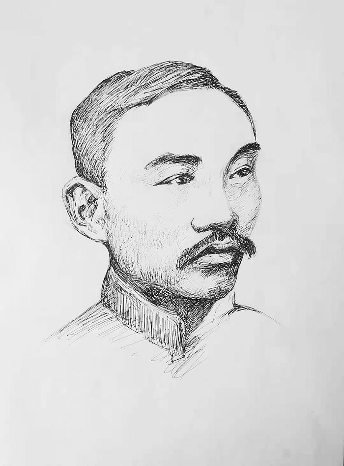 何叔衡（素描）全国政协委员杨建平绘