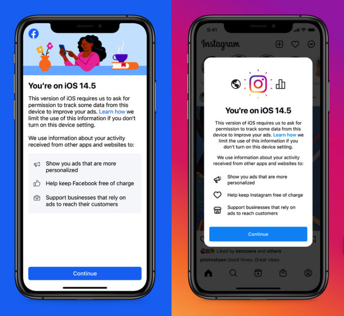 Facebook 与 Instagram 弹窗恳求用户授予权限。