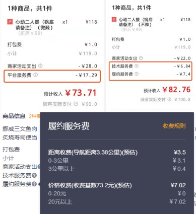 左图为旧版费率之前，右图和下方明细为新版费率
