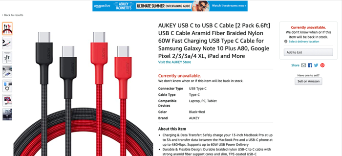 亚马逊美国站中傲基的商品仍处于不可售状态