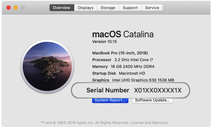 MacBook Pro 上的 SN 码. 图片来自：Macrumors