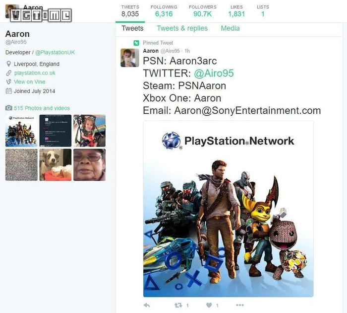 伪装成PlayStationUK开发者的Verdin