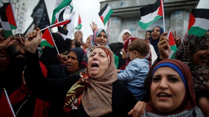 △巴勒斯坦民众抗议美国驻以色列使馆迁至耶路撒冷