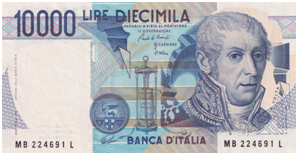  图3 1984年意大利发行的10000里拉正面