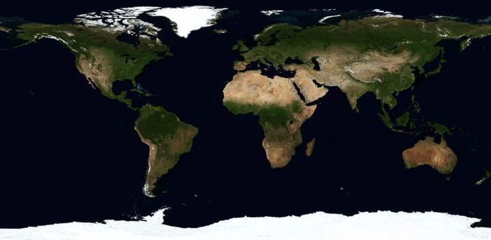 世界地形地图，绿色的是平原