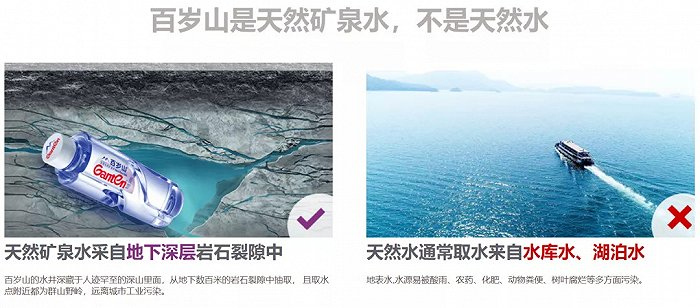 百岁山官网截图，对线意味明显