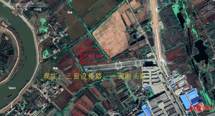  陶建新称合同项目周边仍是田地，只有一条“断头路”