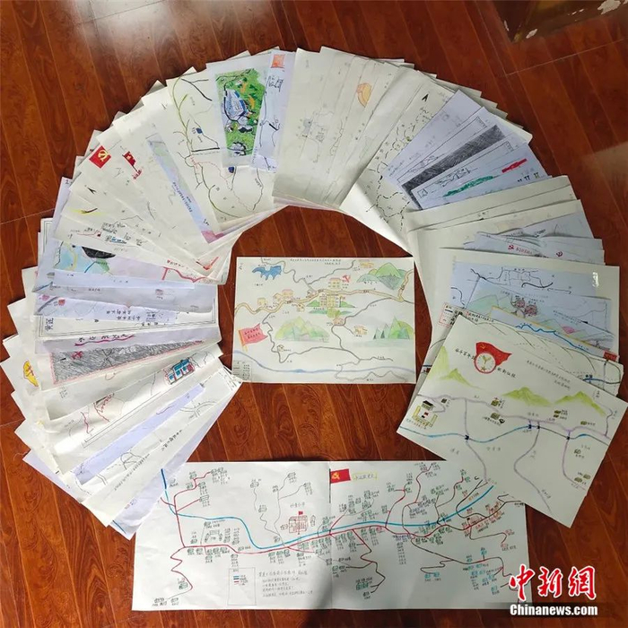 图为黄莲乡希望学校教师手绘的地图。桐梓县融媒体中心供图
