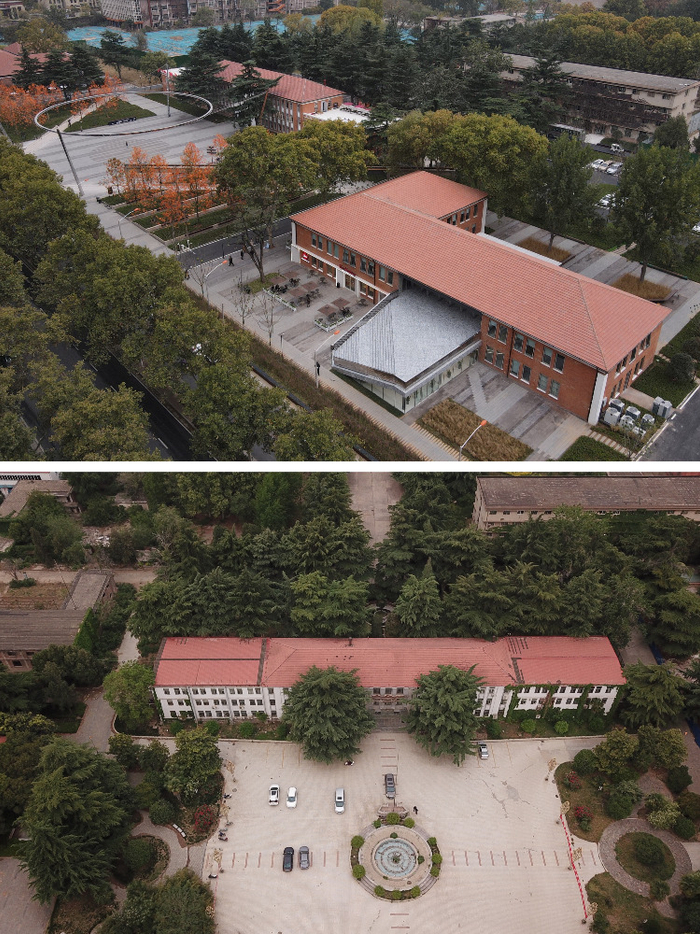 改造后（上图）和改造前（下图）的河南郑州二砂文创园（受访对象供图）