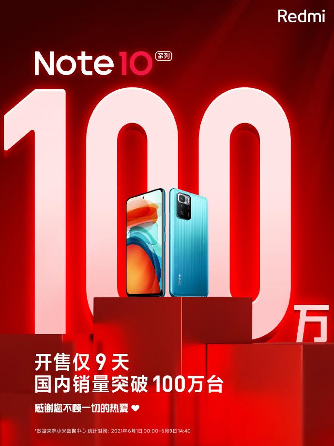 开售9天，Redmi Note 10/Pro系列国内销量突破100万台_手机新浪网