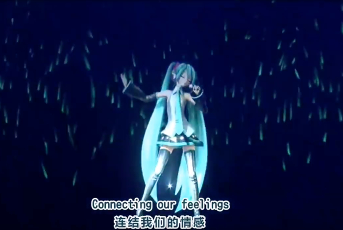 图｜初音未来2015年上海演唱会，身后是为她挥舞的荧光棒