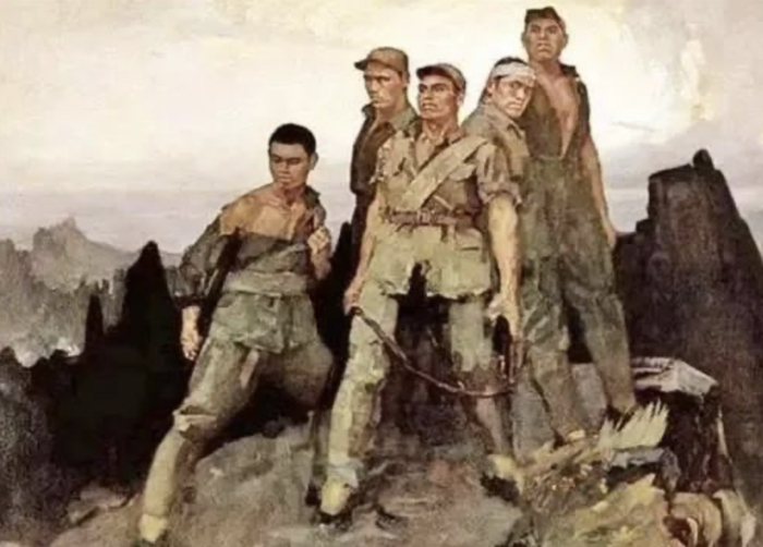 △ 《狼牙山五壮士》油画