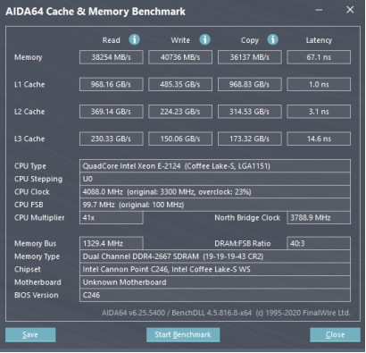 ▲E-2124+DDR4 2666内存性能测试结果