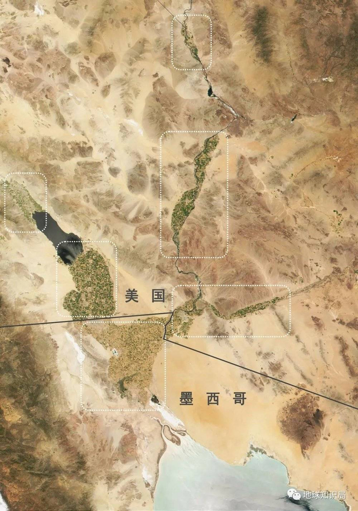 毕竟美国和墨西哥也不指望科罗拉多河有航运价值，两国合力在入海前将其充分利用（吃干榨尽）（底图：shutterstock@kavram）