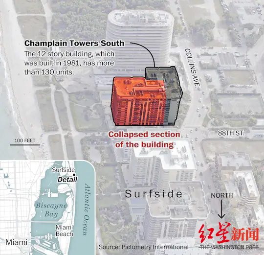 ▲坍塌建筑示意图 华盛顿邮报