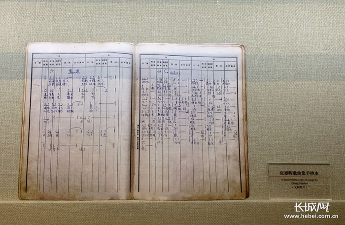 《张寒晖歌曲集手抄本》。长城网记者 许晓星 摄