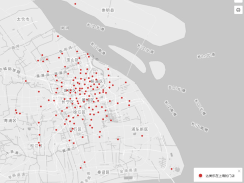 ▲ 达美乐在上海的门店分布
