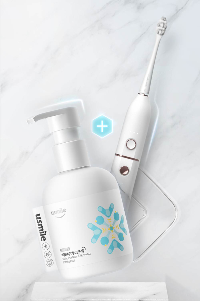 *搭配口腔医师推荐的usmile声波伴侣净齿牙膏实现极致清洁