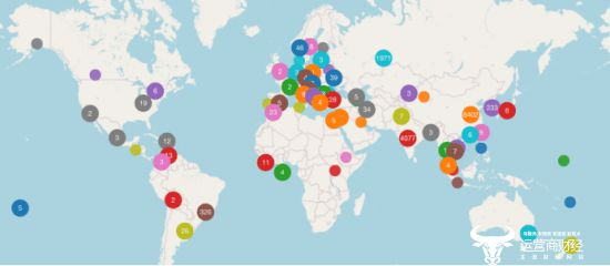 　　图：Mozi僵尸网络全球分布