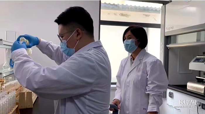 刘冬梅和同事正在对采集的样本进行实验处理。长城网记者 乔娅 摄