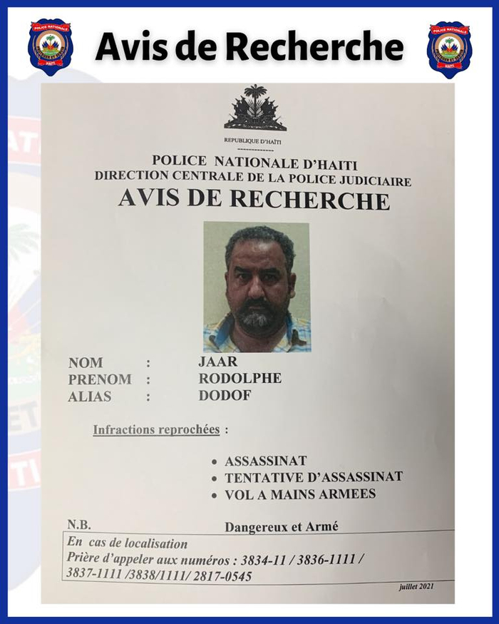 鲁道夫·加尔通缉令 图自海地警方