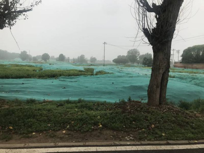 六小村安置房所在地已完成腾退，地面被绿网覆盖。&nbsp; &nbsp;于丽丽 摄&nbsp;
