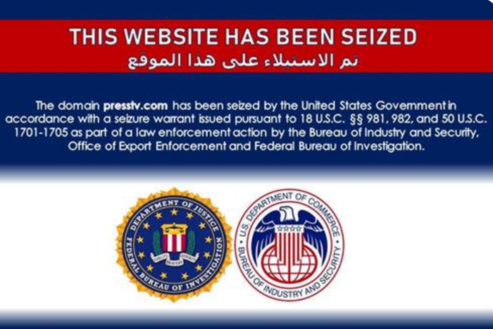 伊朗新闻电视台遭封杀后的页面。图片来源：法新社