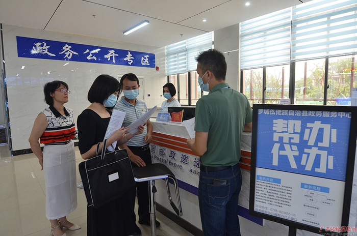 罗城仫佬族自治县纪委监委驻县府办纪检监察组督促县大数据发展局以便民利企为出发点，为企业和群众提供咨询、指导、协调实施帮办代办服务。（银兰娟/摄）
