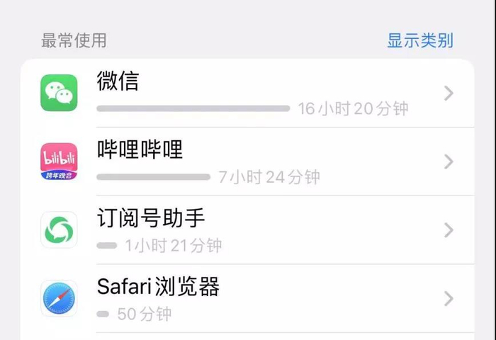 ▲何华的iPhone中的App使用时长周报