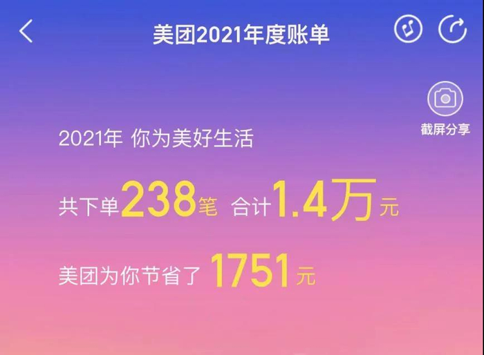 ▲唐莹美团的“年度账单”
