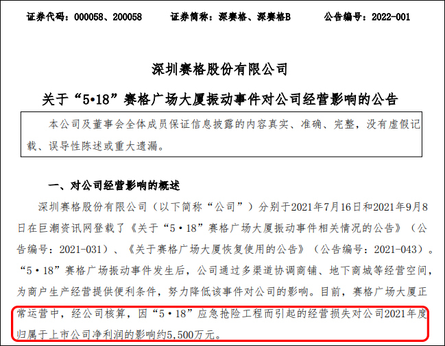 深圳赛格股份有限公司公告截图