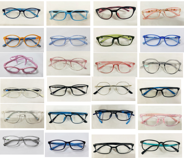 24款儿童配装眼镜样品。