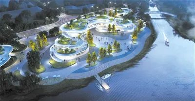 七都龙形公园邻里中心效果图。