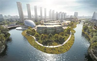 未来科技岛启动区项目效果示意图。