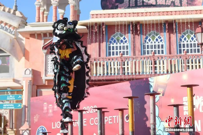 资料图：迪拜举办“欢乐春节”舞龙舞狮锦标赛。