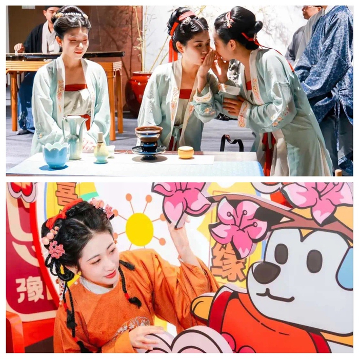 很多年轻人喜欢穿上汉服去豫园商圈打卡