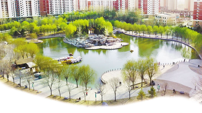     无人机拍摄的永清县人民公园。河北日报记者 赵永辉摄