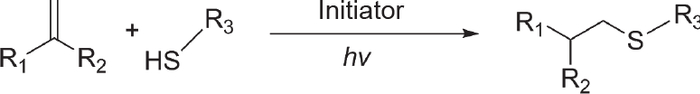 图6 硫醇-烯烃“点击”反应机制。hv：光子能